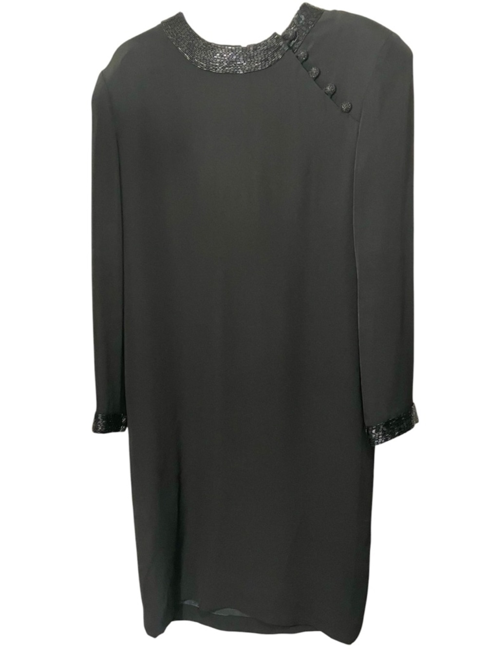 Women’s Vintage Bergdoff Goodman Black Long Sleeve Sequin Trim Dress Size 12